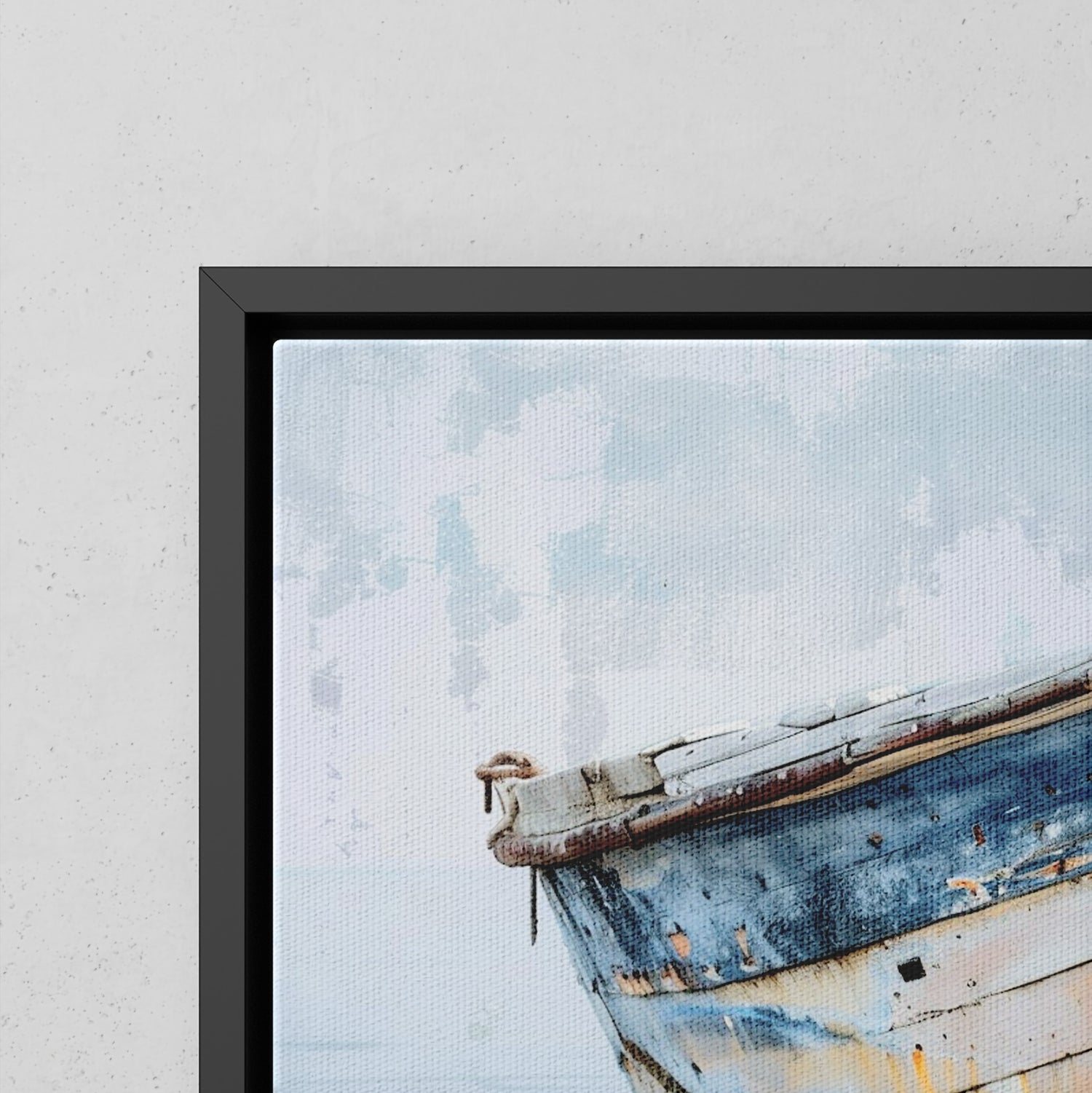 Framed Canvas - Weathered Harbor Boat