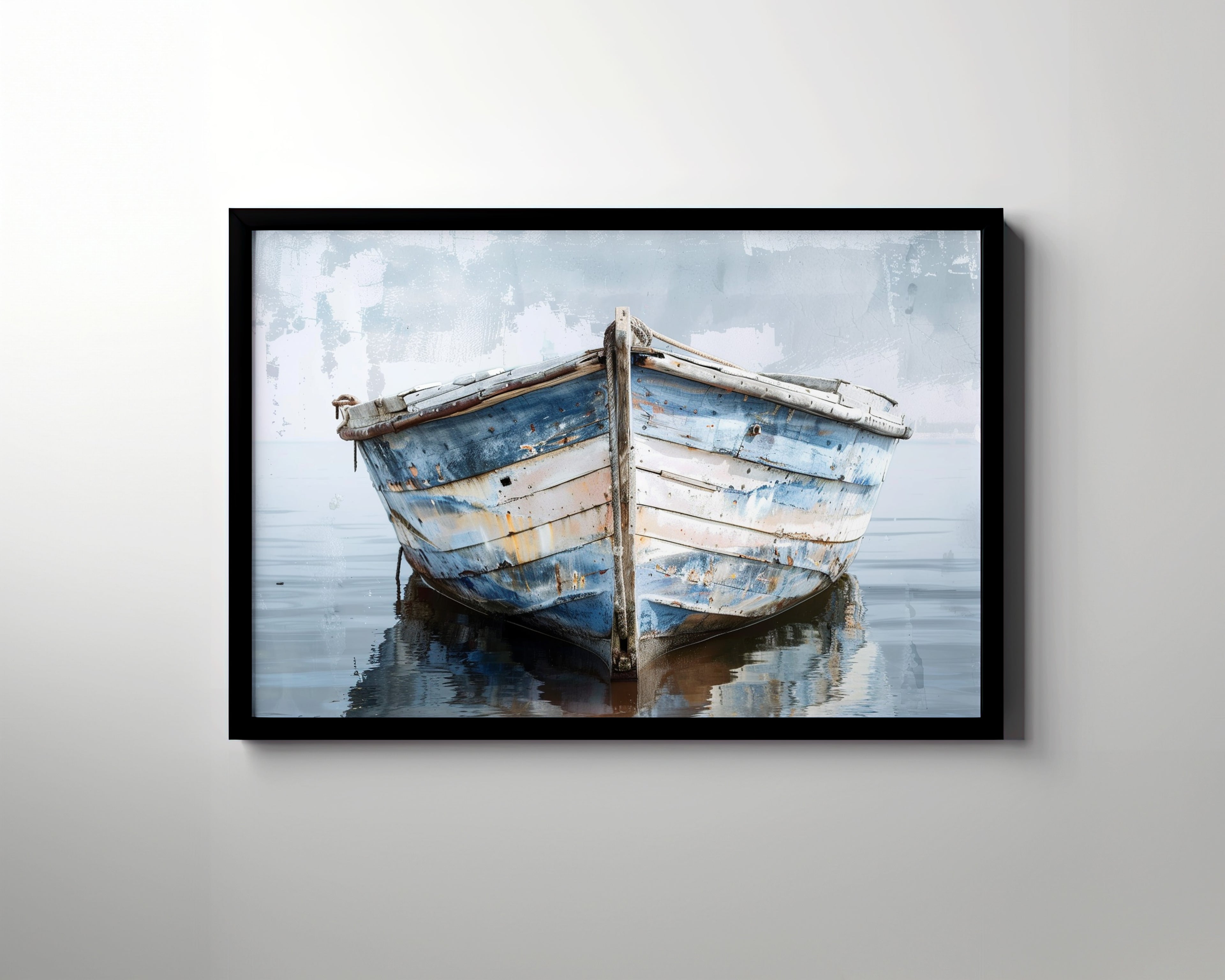 Framed Paper Print - Weathered Harbor Boat