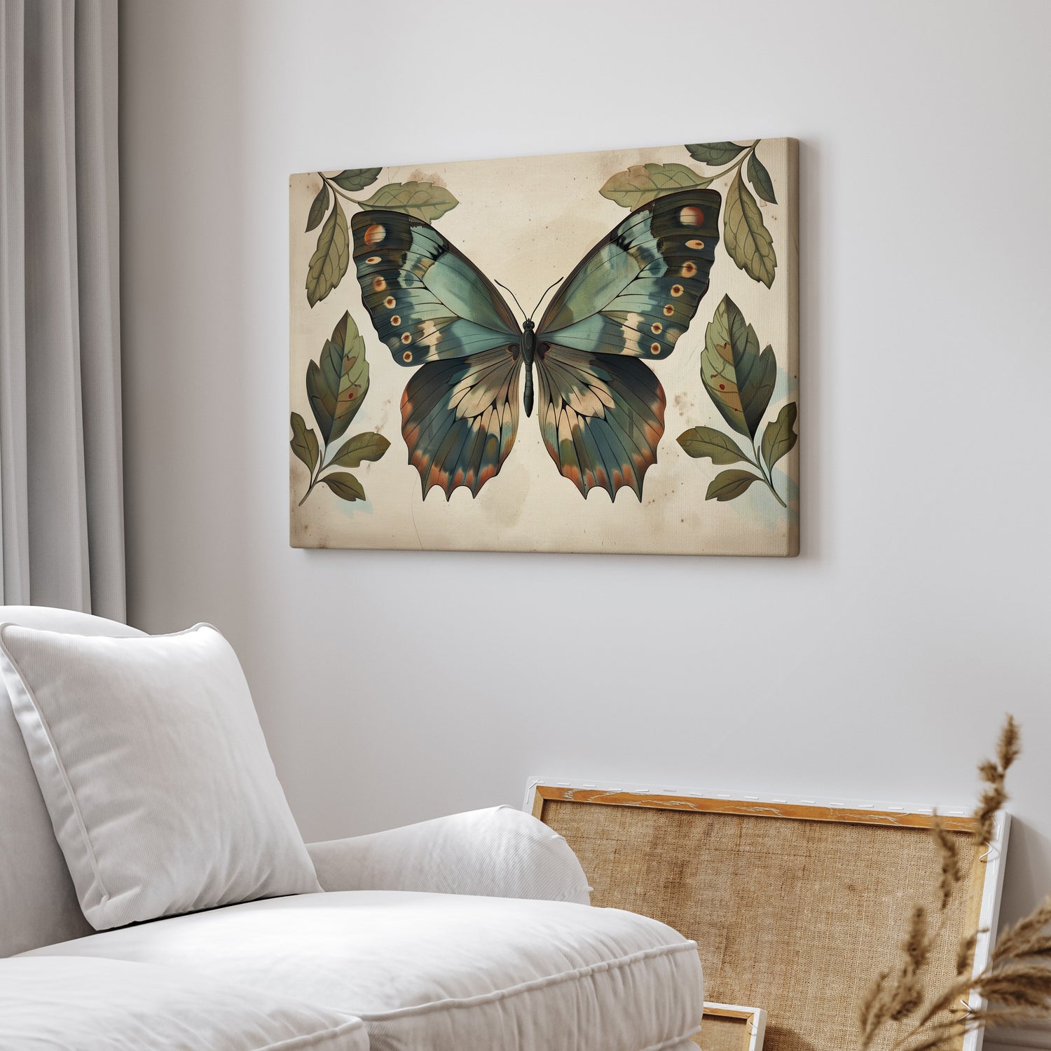 .75" Matte Canvas - Vintage Iridescent Butterfly Bloom