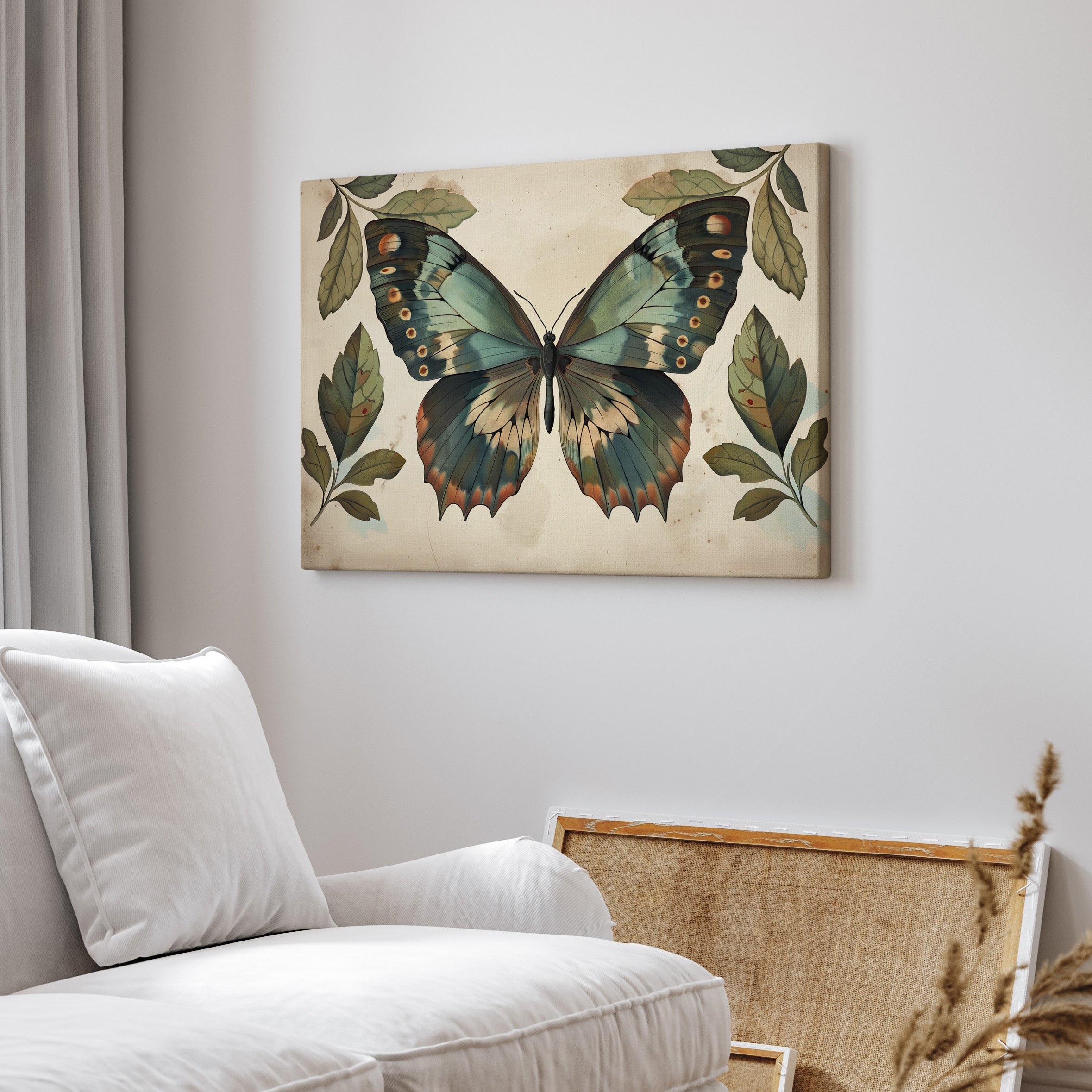 .75" Matte Canvas - Vintage Iridescent Butterfly Bloom