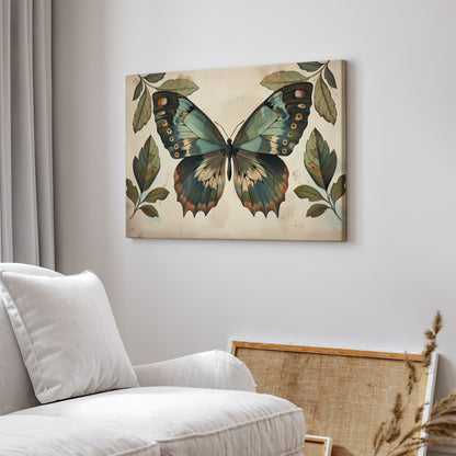 .75" Matte Canvas - Vintage Iridescent Butterfly Bloom