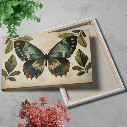 .75" Matte Canvas - Vintage Iridescent Butterfly Bloom