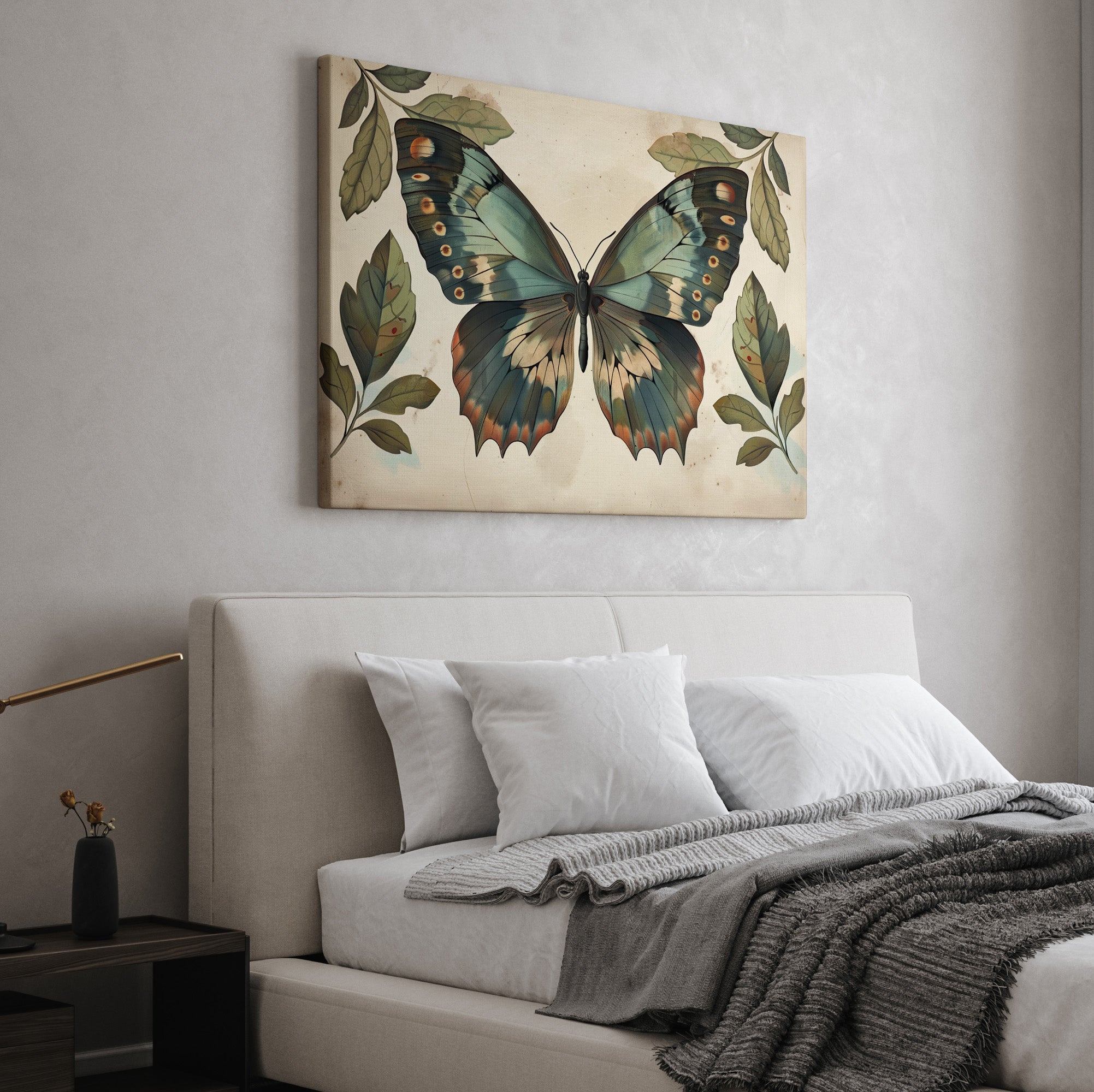 .75" Matte Canvas - Vintage Iridescent Butterfly Bloom