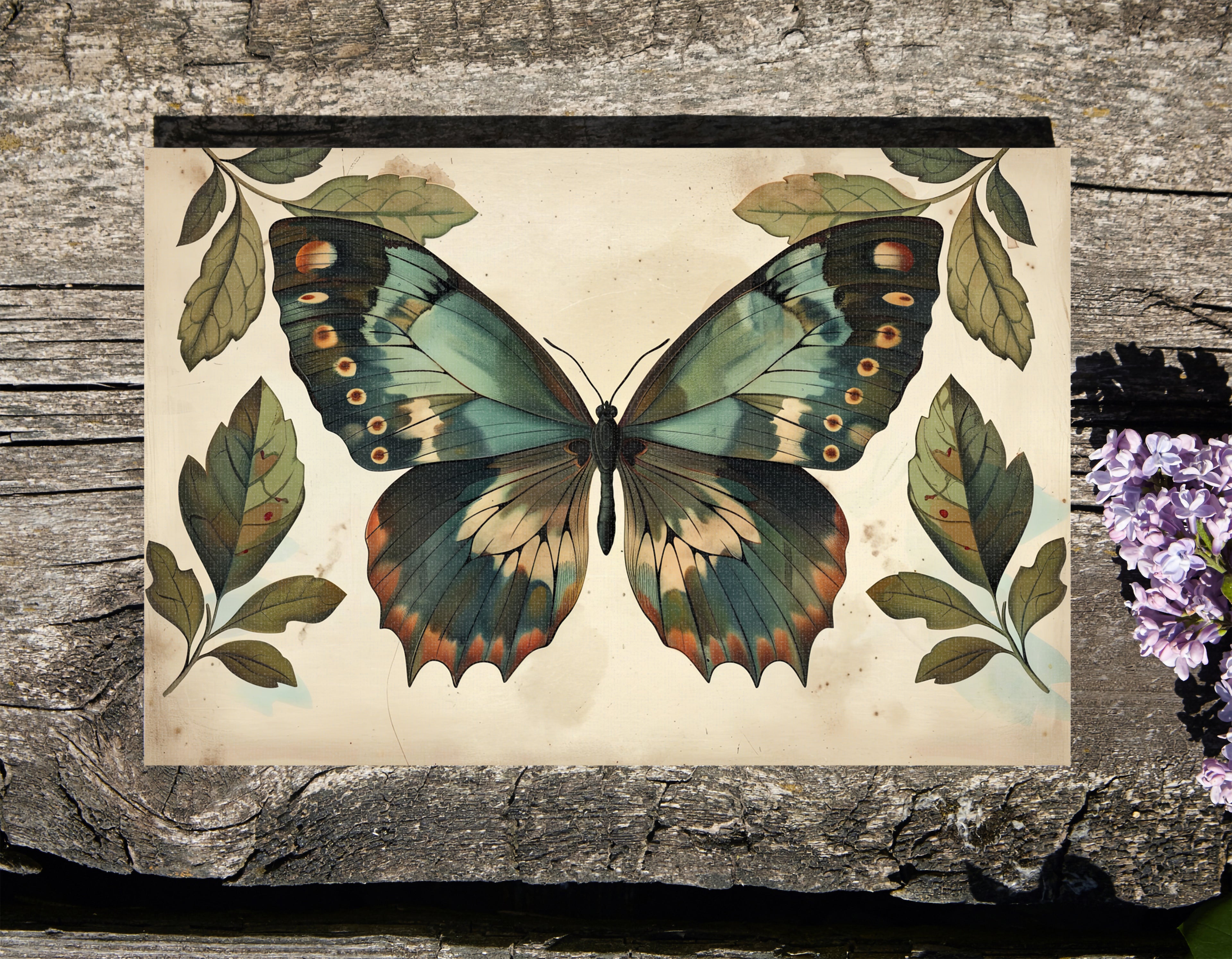 .75" Matte Canvas - Vintage Iridescent Butterfly Bloom