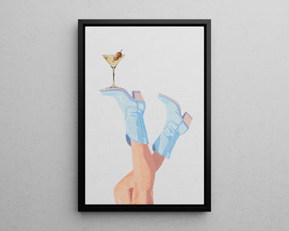 Framed Canvas - Boots Up, Cheers Babe