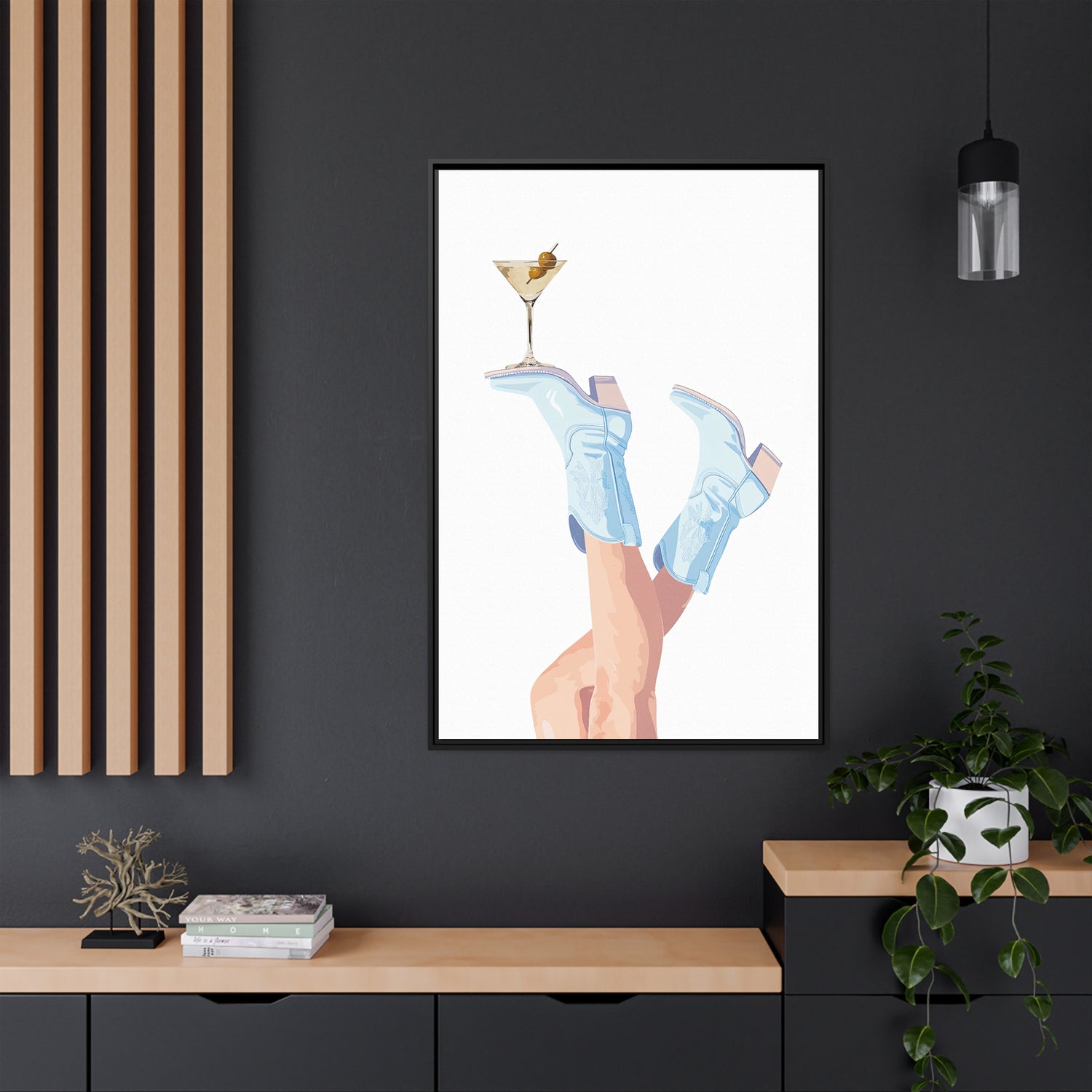 Framed Canvas - Boots Up, Cheers Babe