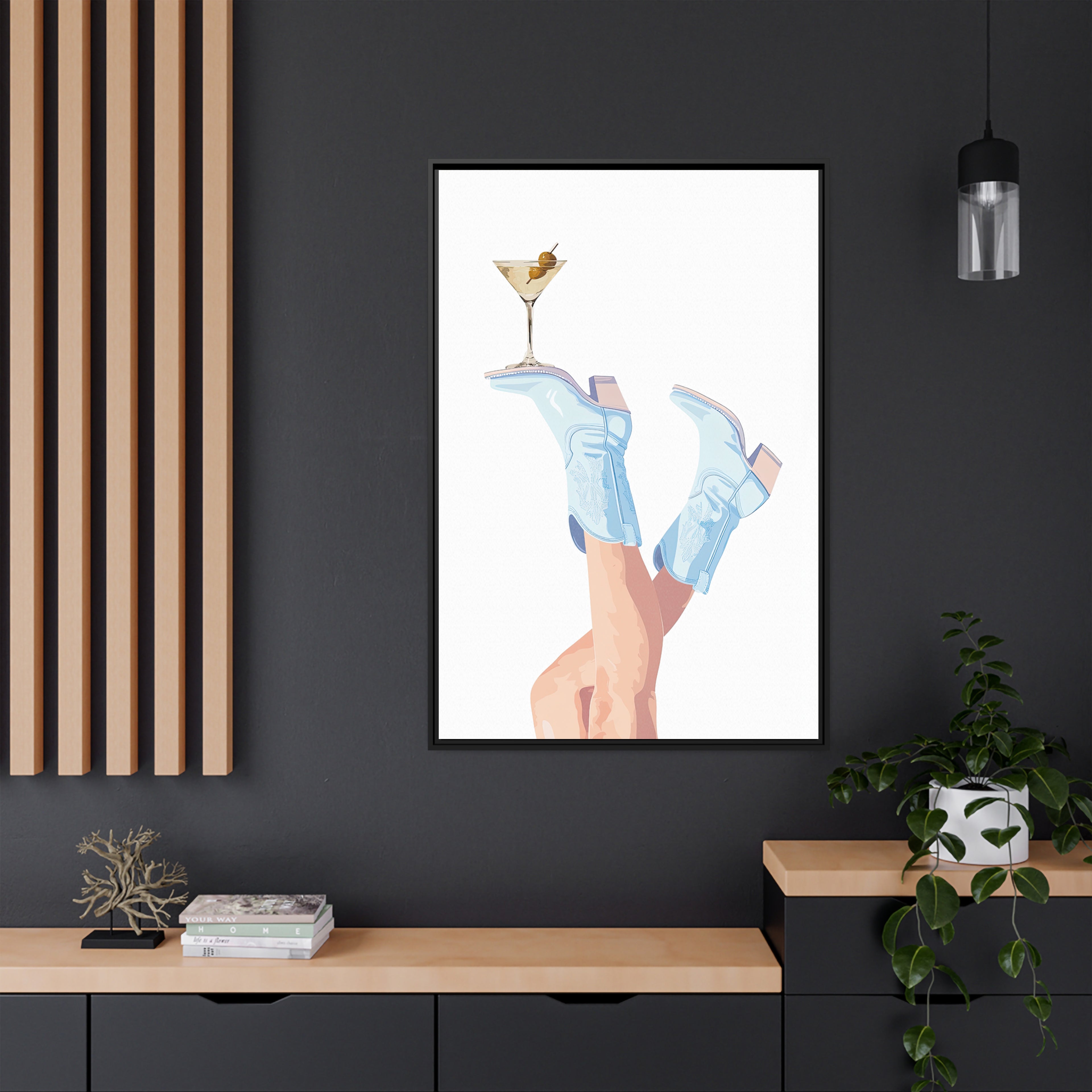 Framed Canvas - Boots Up, Cheers Babe