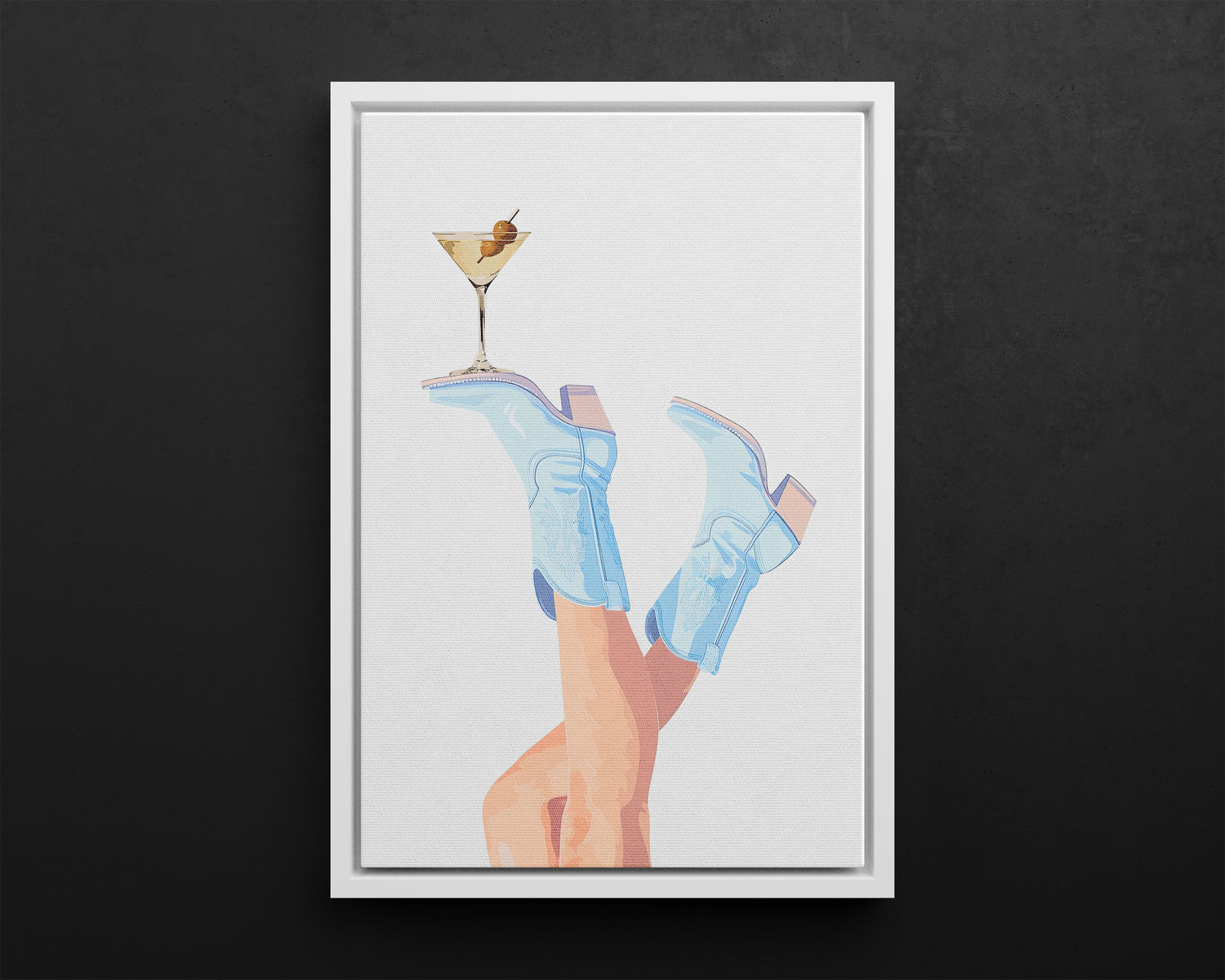 Framed Canvas - Boots Up, Cheers Babe