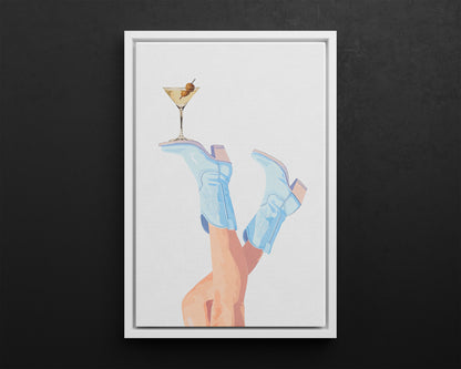 Framed Canvas - Boots Up, Cheers Babe