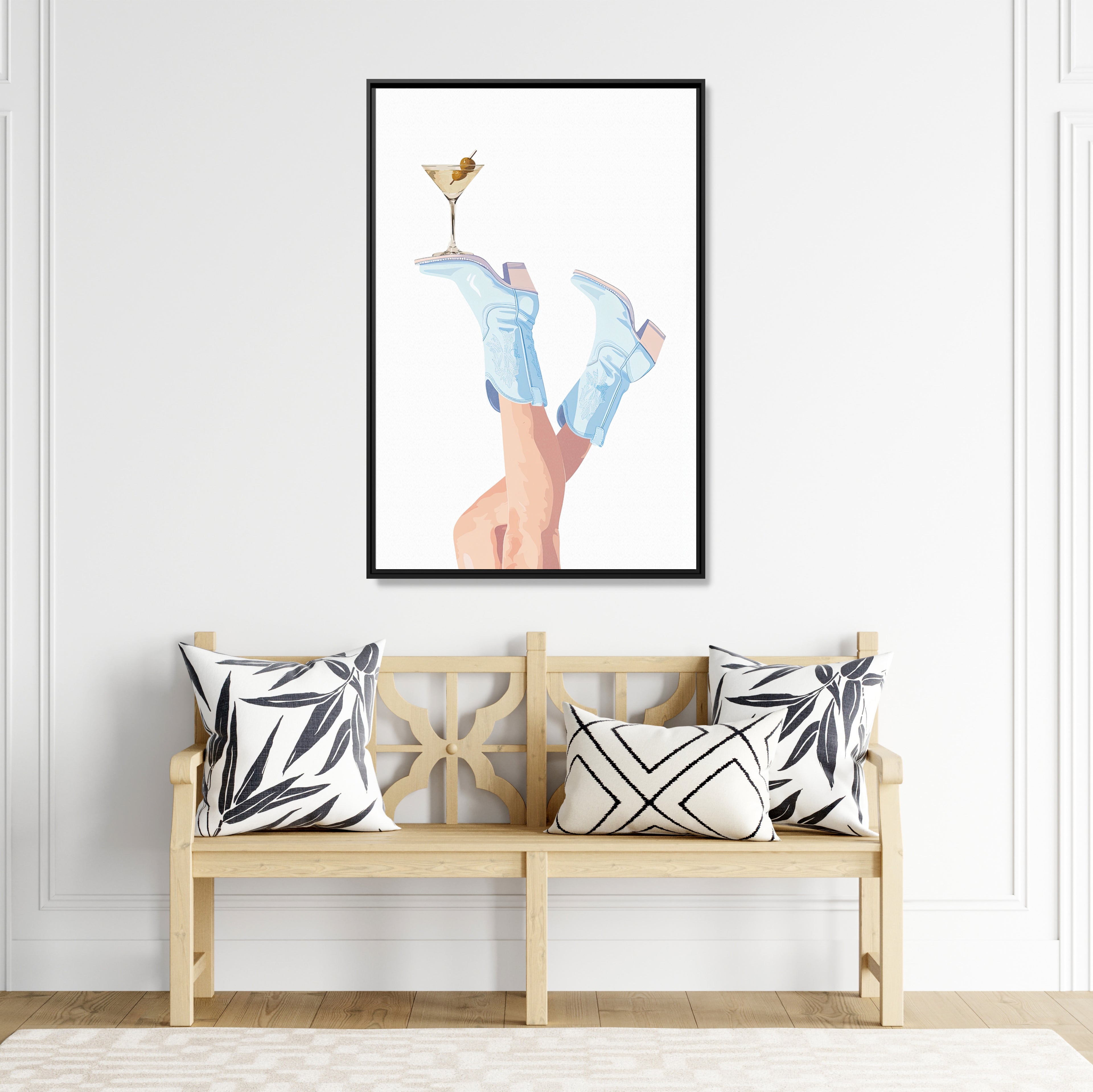 Framed Canvas - Boots Up, Cheers Babe