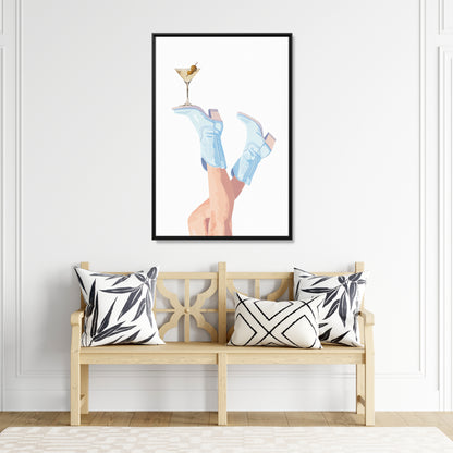 Framed Canvas - Boots Up, Cheers Babe