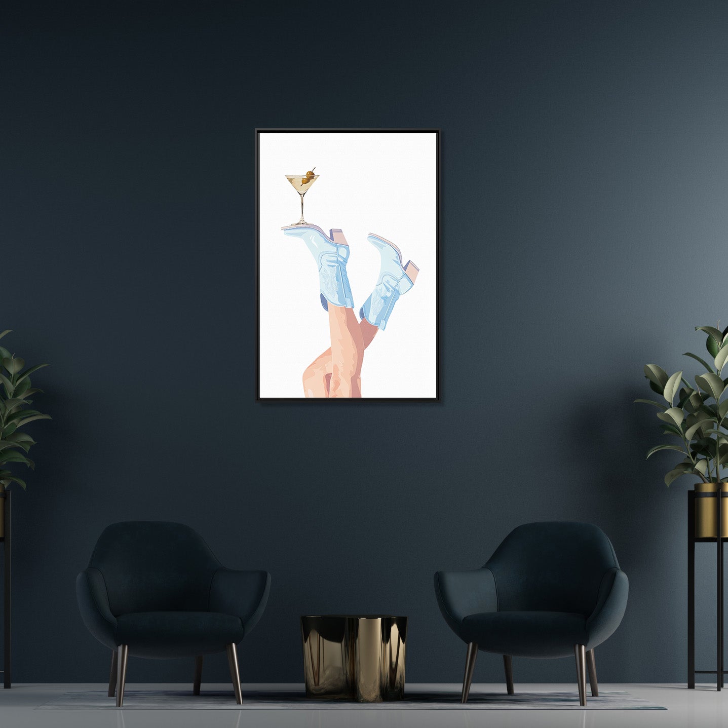 Framed Canvas - Boots Up, Cheers Babe