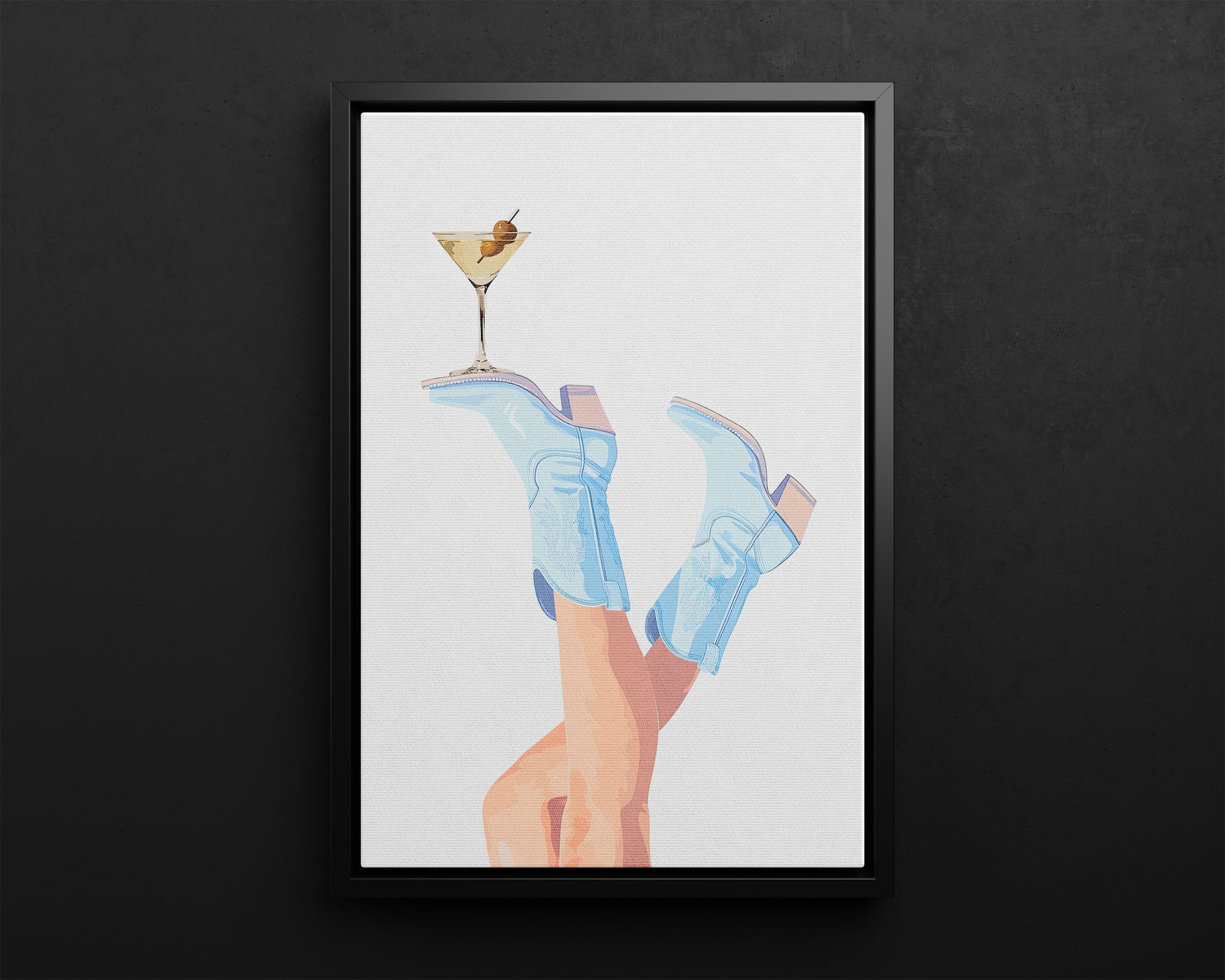 Framed Canvas - Boots Up, Cheers Babe