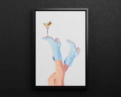 Framed Canvas - Boots Up, Cheers Babe