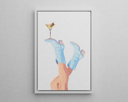 Framed Canvas - Boots Up, Cheers Babe