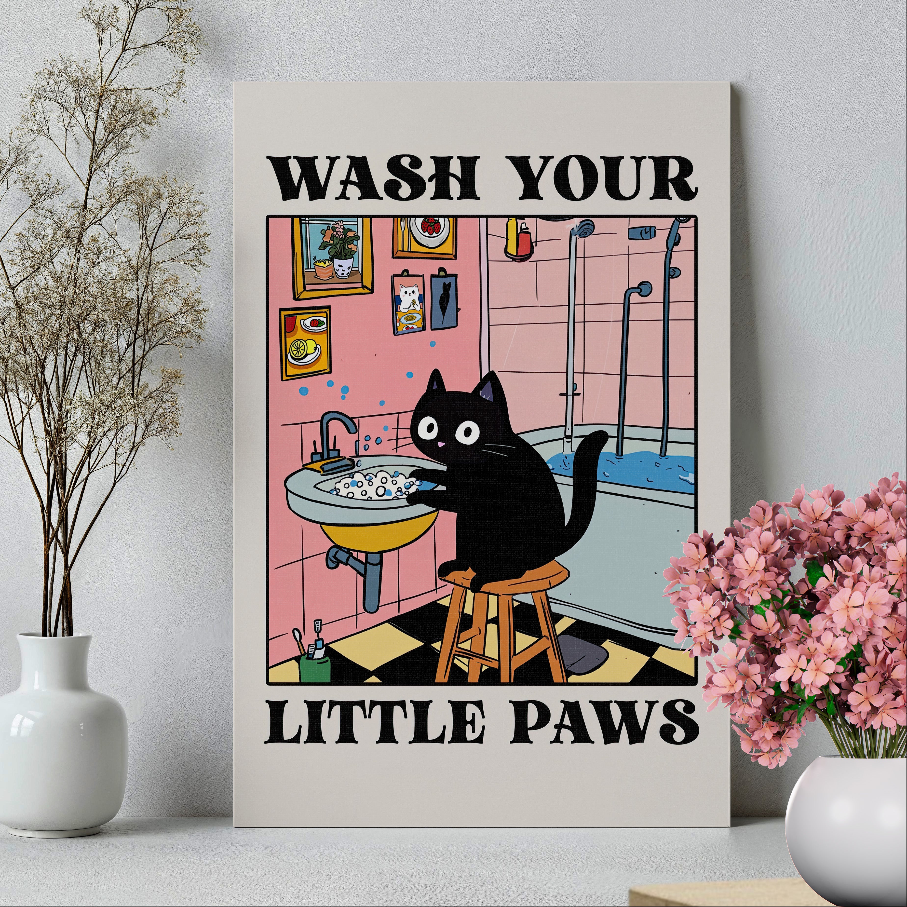 .75" Matte Canvas - Wash Your Little Paws Cat