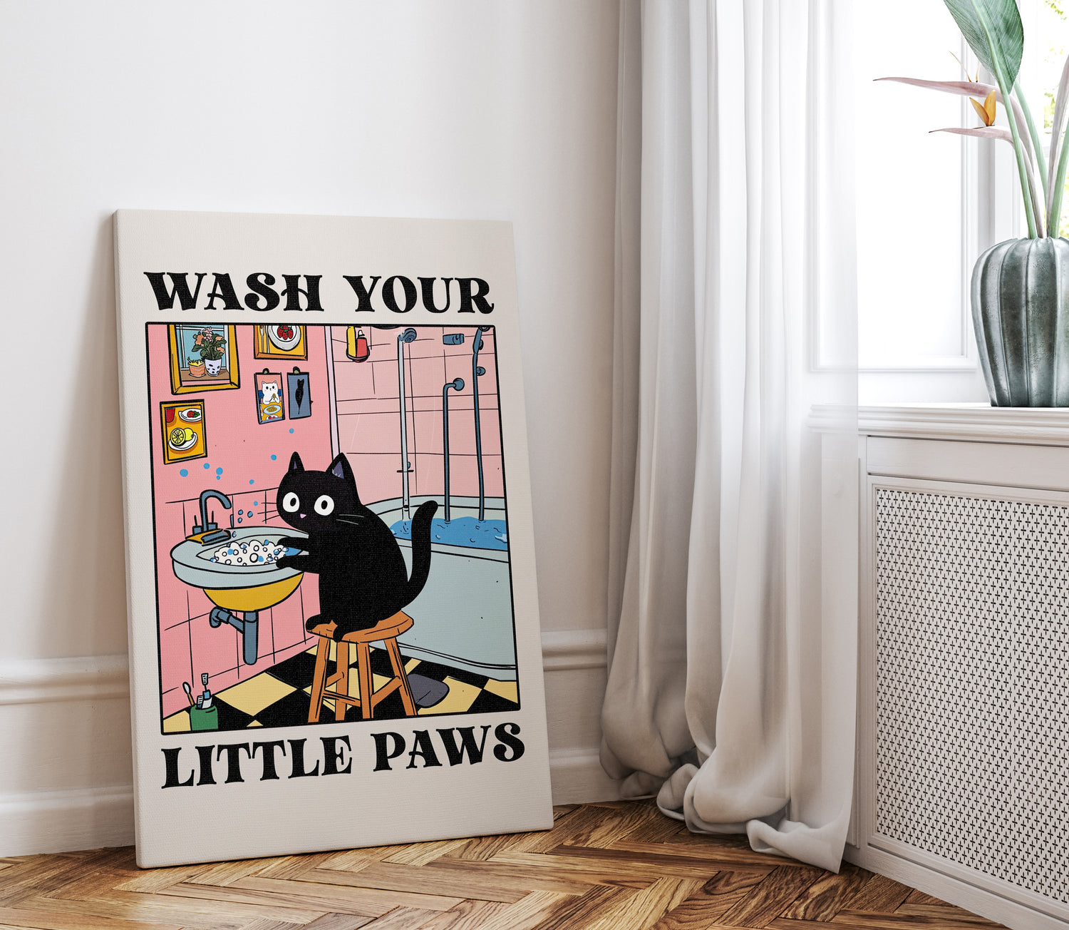.75" Matte Canvas - Wash Your Little Paws Cat