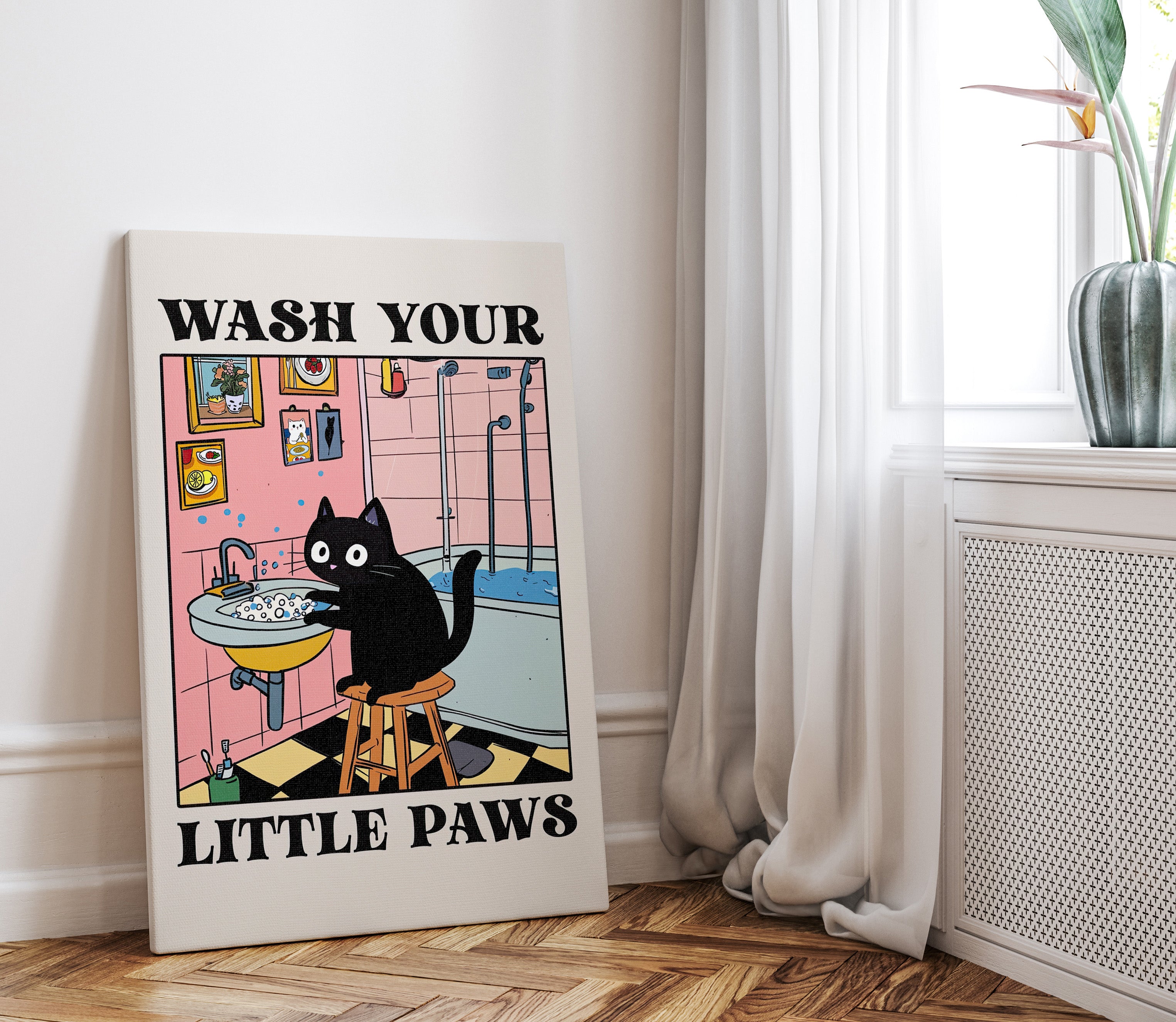 .75" Matte Canvas - Wash Your Little Paws Cat