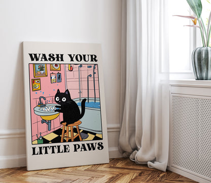 .75" Matte Canvas - Wash Your Little Paws Cat
