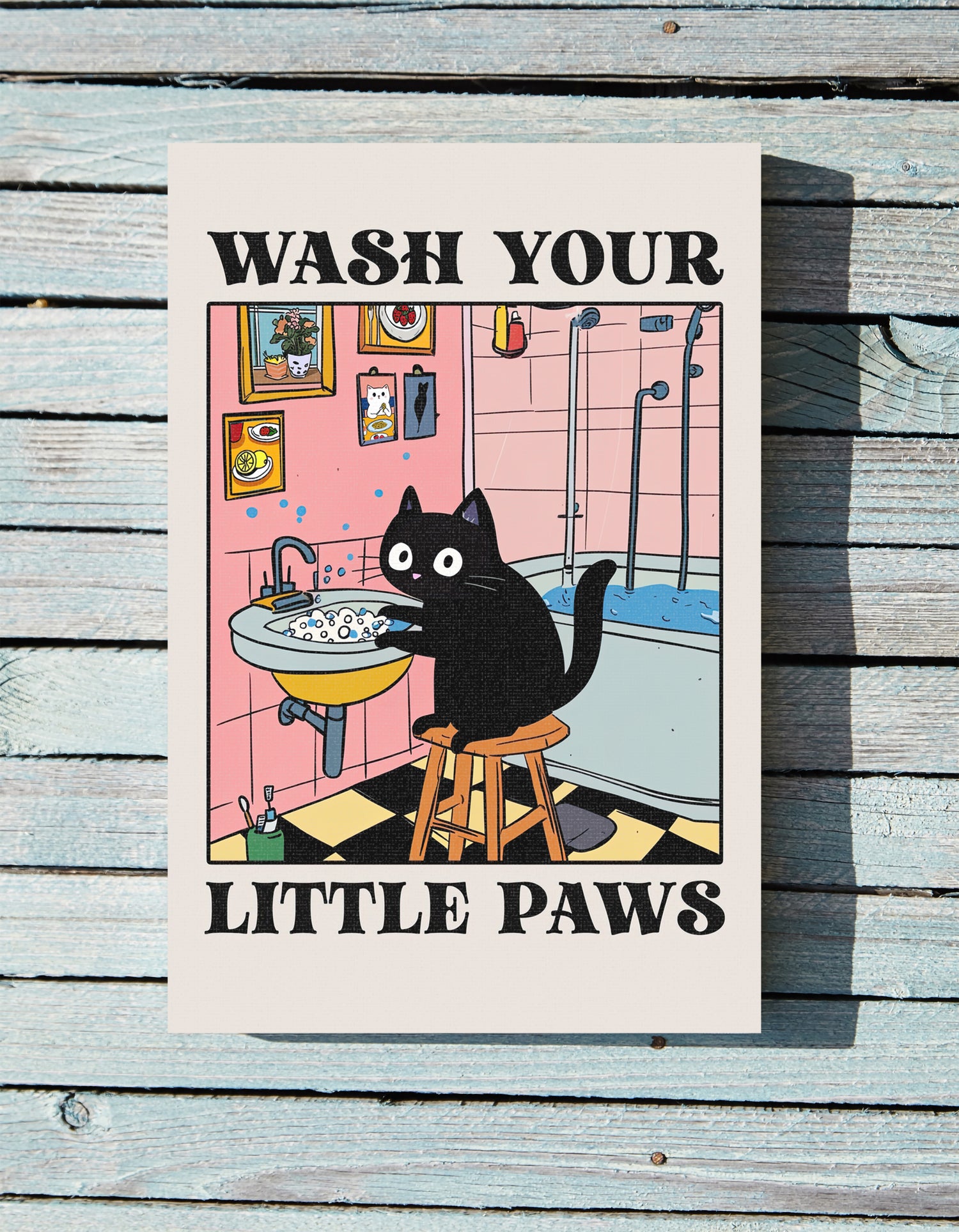 .75" Matte Canvas - Wash Your Little Paws Cat