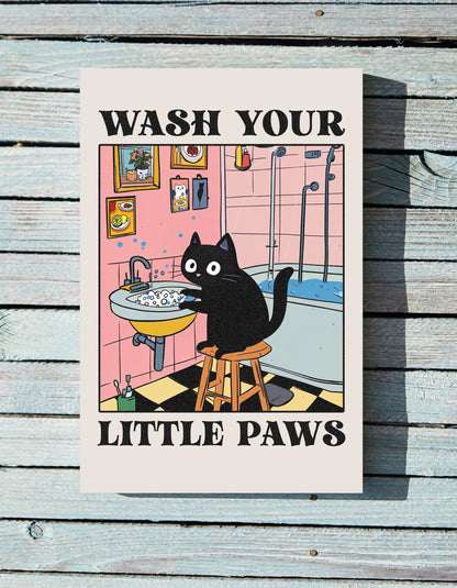 .75" Matte Canvas - Wash Your Little Paws Cat
