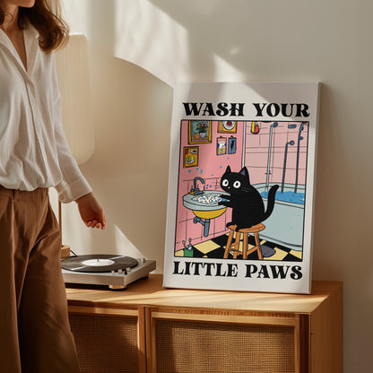 .75" Matte Canvas - Wash Your Little Paws Cat