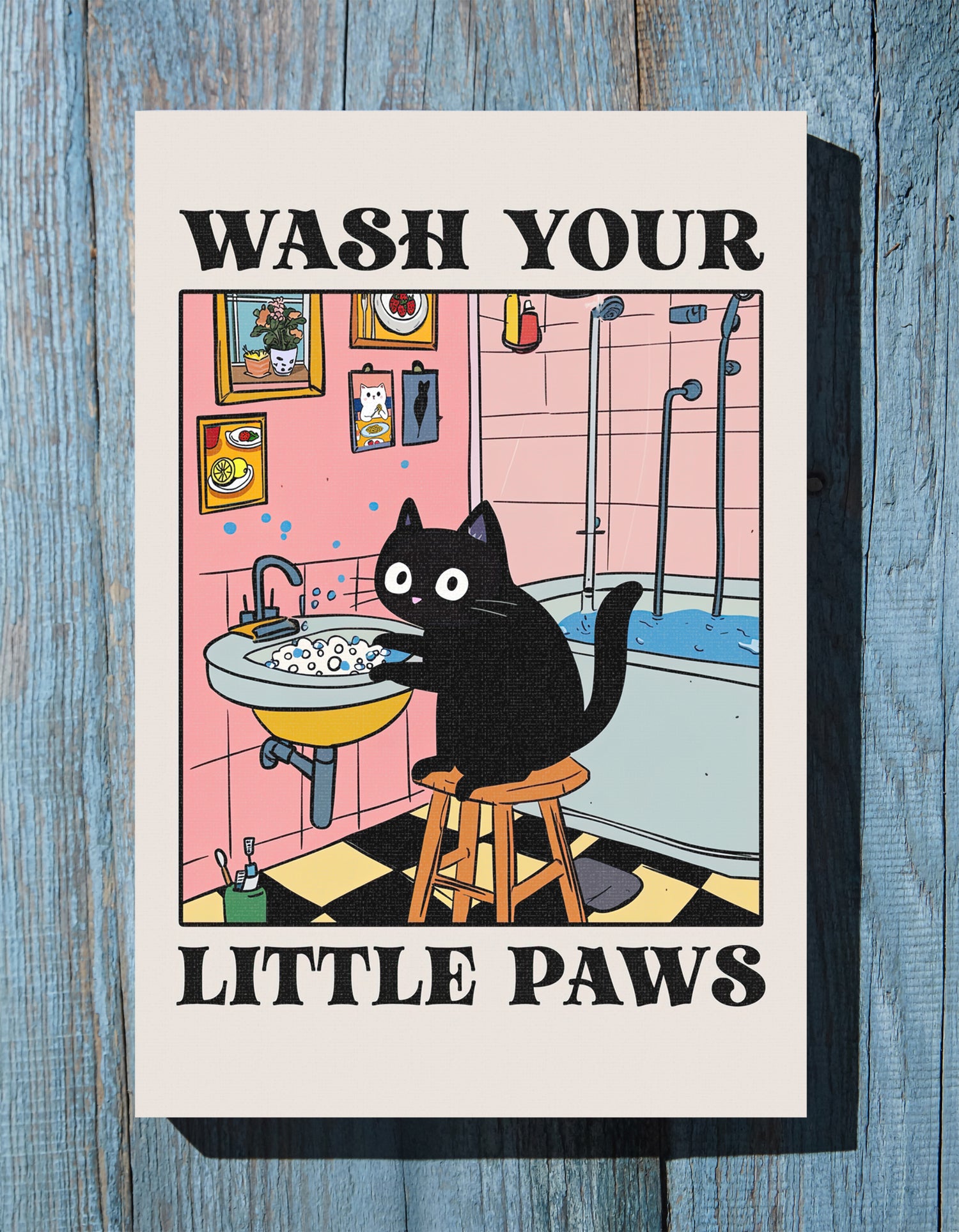 .75" Matte Canvas - Wash Your Little Paws Cat