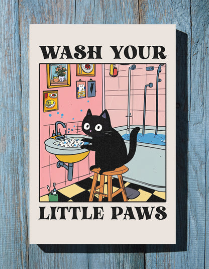 .75" Matte Canvas - Wash Your Little Paws Cat