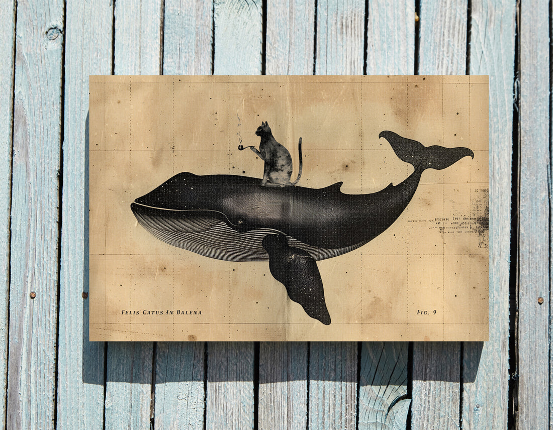.75&quot; Matte Canvas - Cat Rides Whale Theory