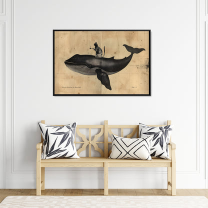 Framed Canvas - Cat Rides Whale Theory