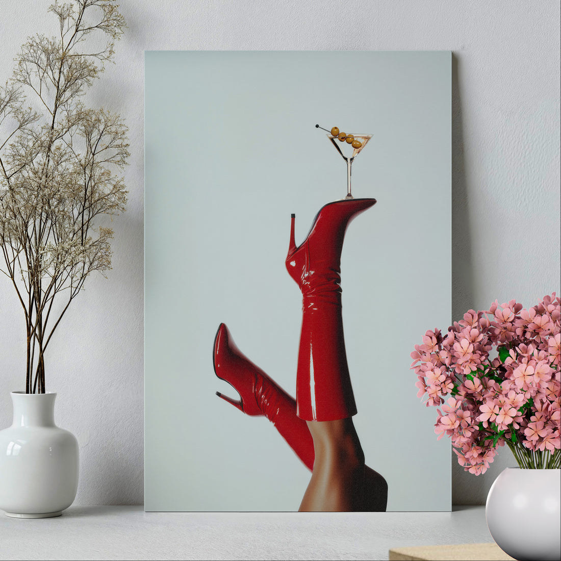 .75&quot; Matte Canvas - Cocktails &amp; Red Stilettos