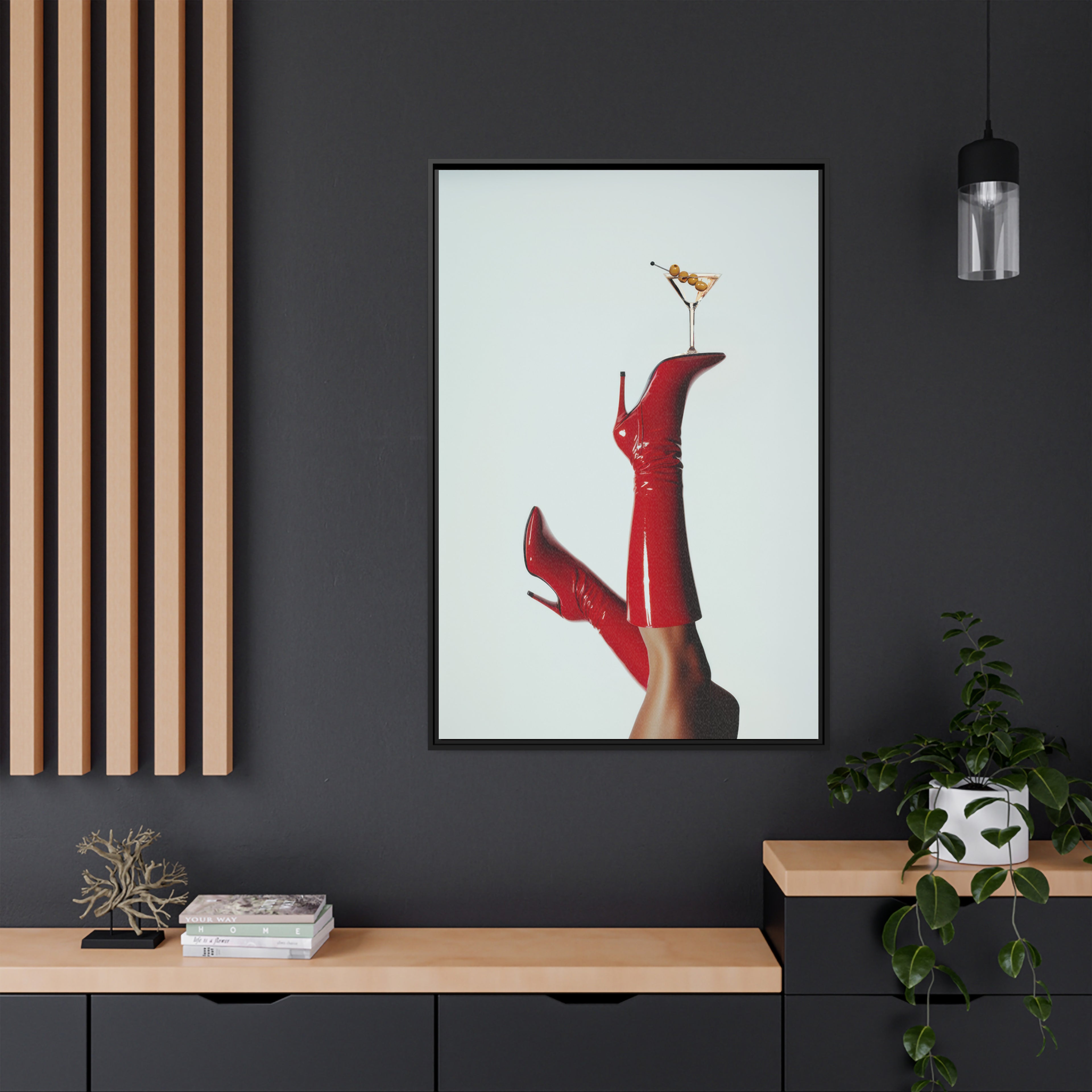 Framed Canvas - Cocktails &amp; Red Stilettos