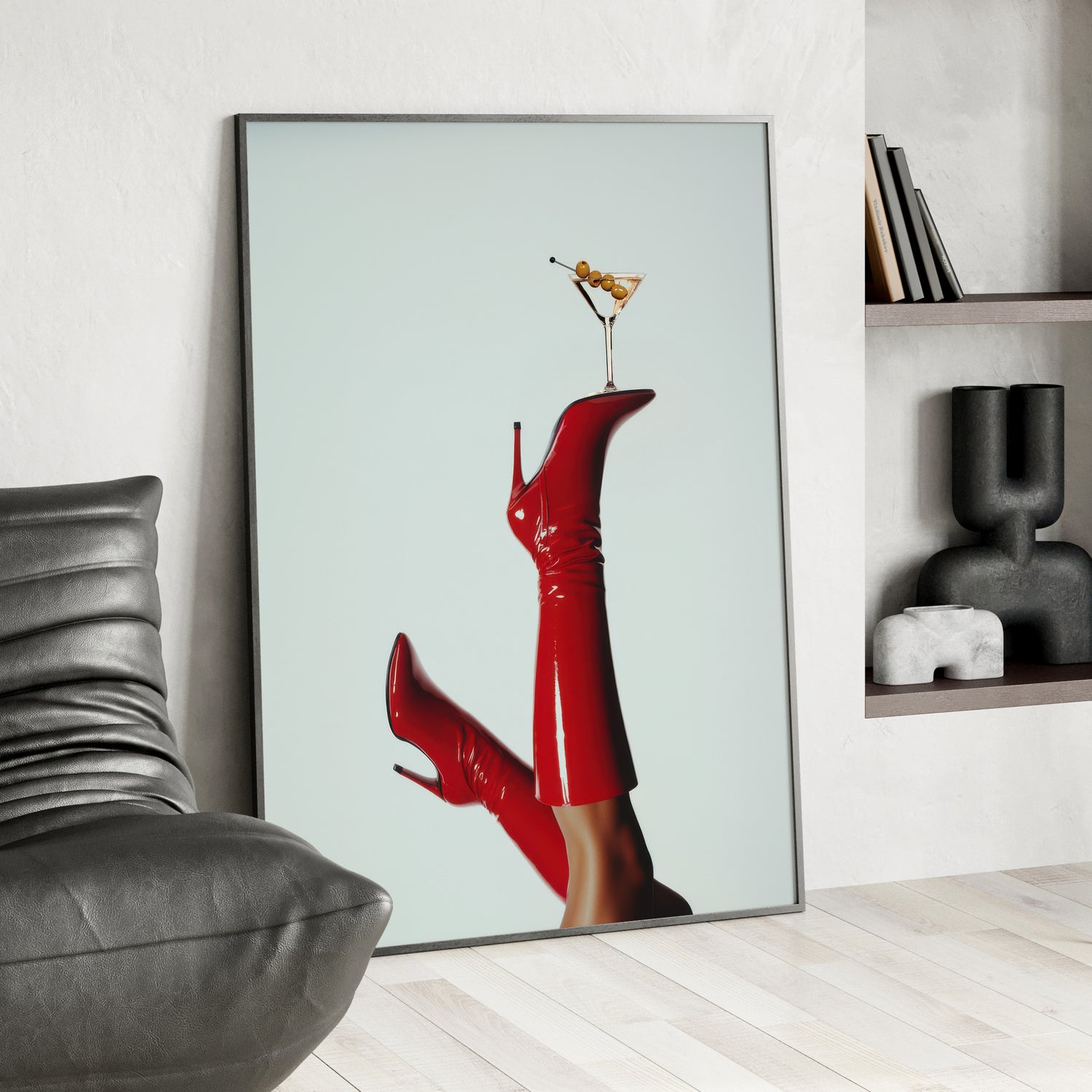 Framed Paper Print - Cocktails &amp; Red Stilettos