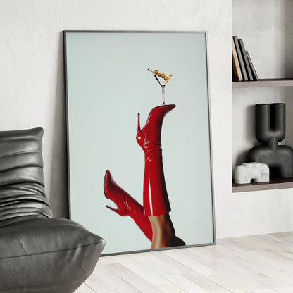 Framed Paper Print - Cocktails &amp; Red Stilettos