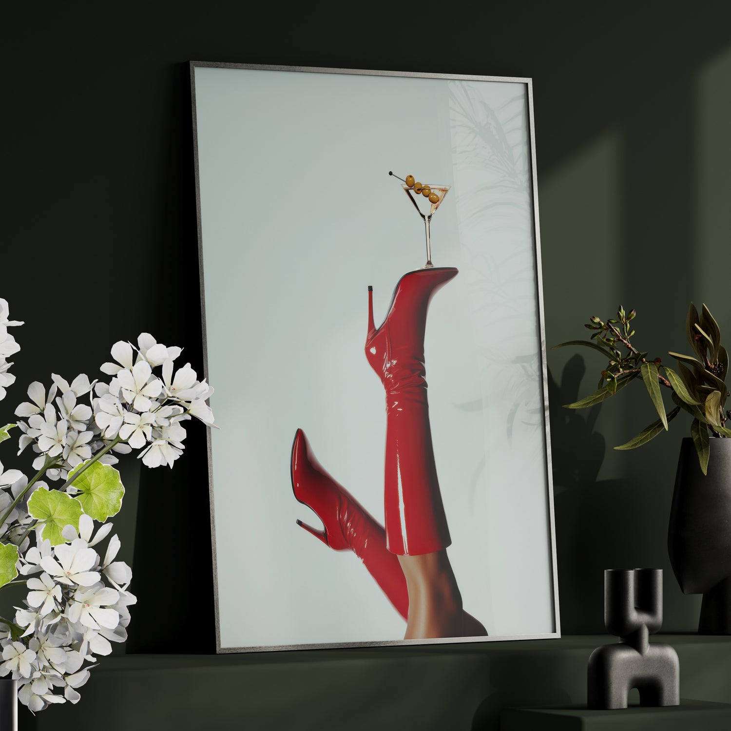 Framed Paper Print - Cocktails &amp; Red Stilettos