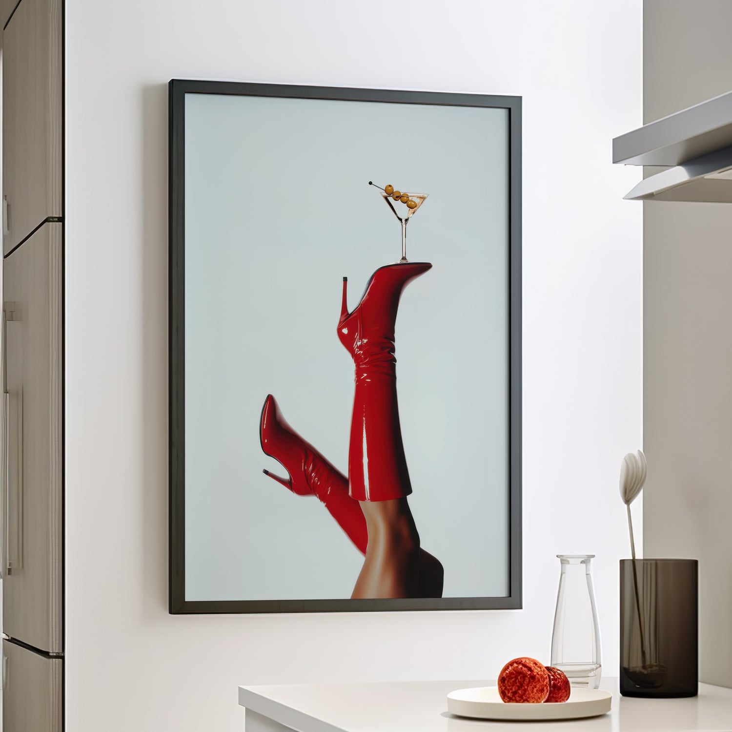 Framed Paper Print - Cocktails &amp; Red Stilettos