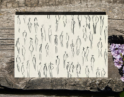 .75&quot; Matte Canvas - Crowd in Motion Linework