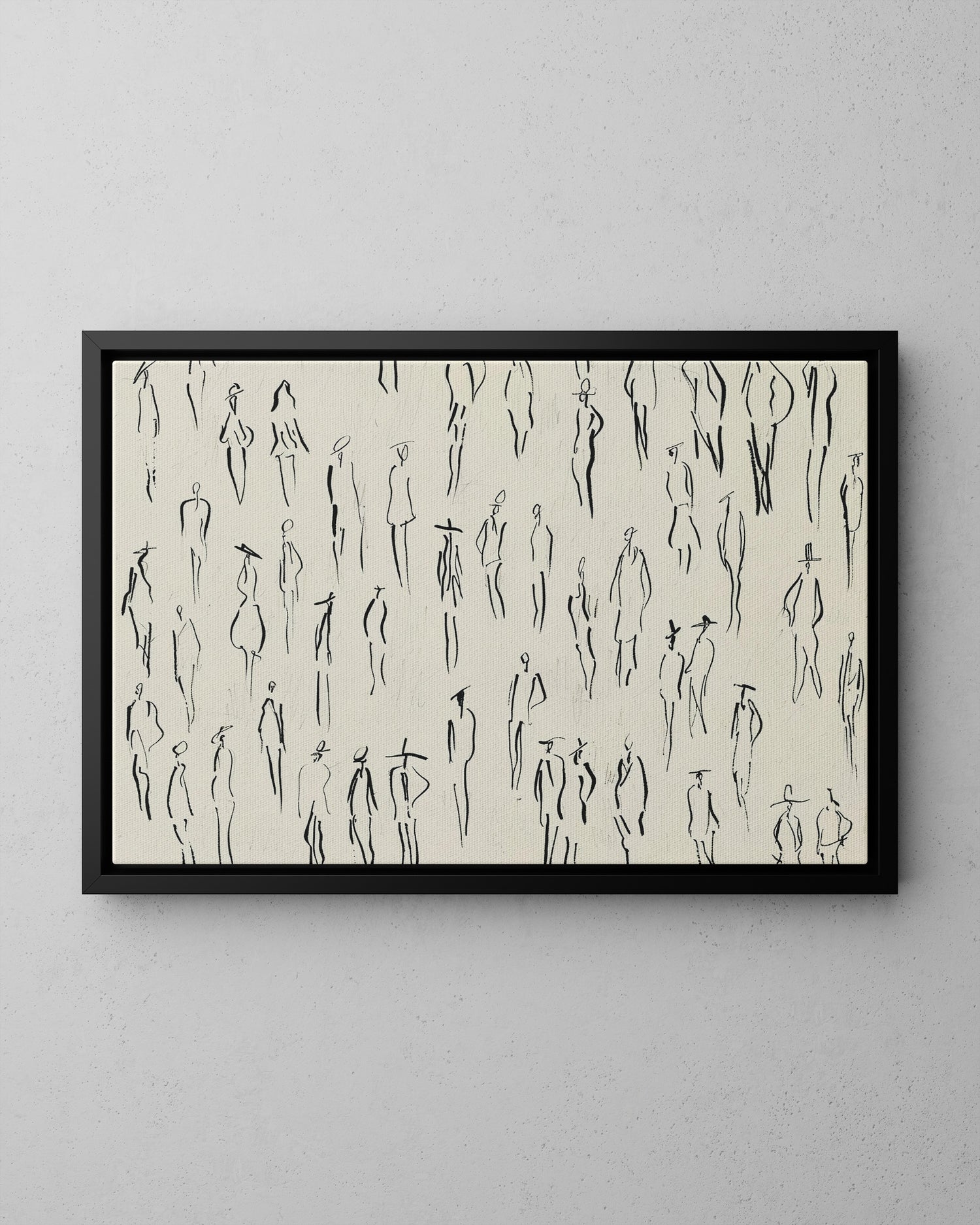 Framed Canvas - Crowd in Motion Linework