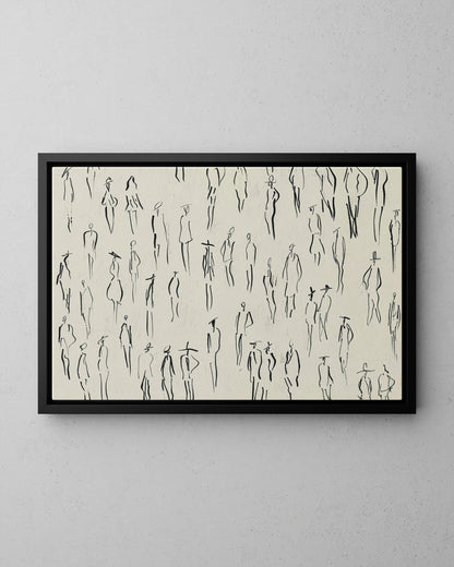 Framed Canvas - Crowd in Motion Linework