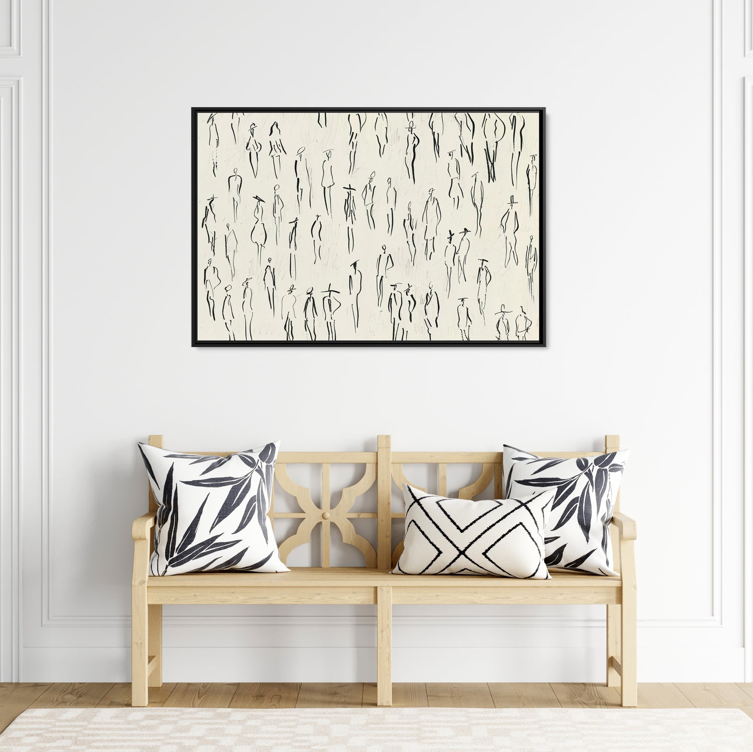 Framed Canvas - Crowd in Motion Linework