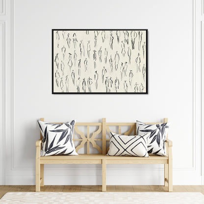 Framed Canvas - Crowd in Motion Linework