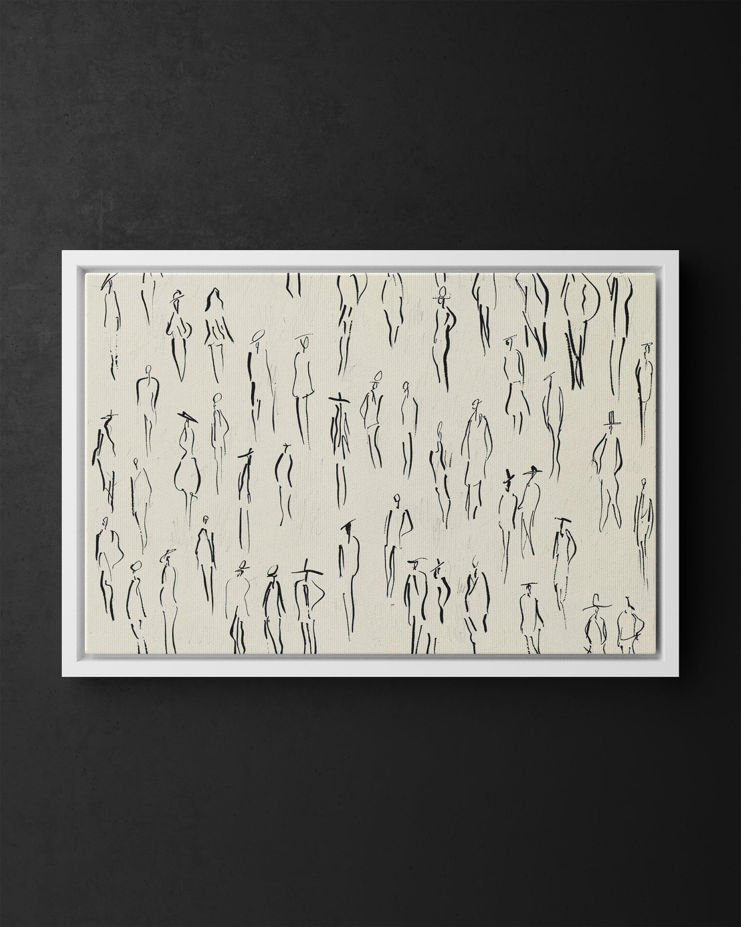Framed Canvas - Crowd in Motion Linework