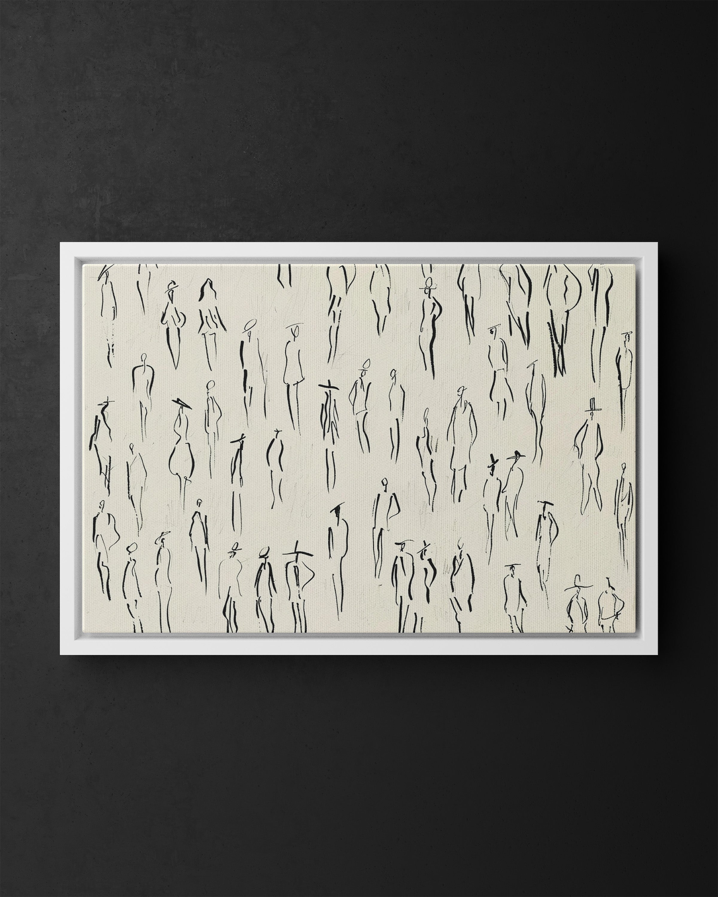 Framed Canvas - Crowd in Motion Linework