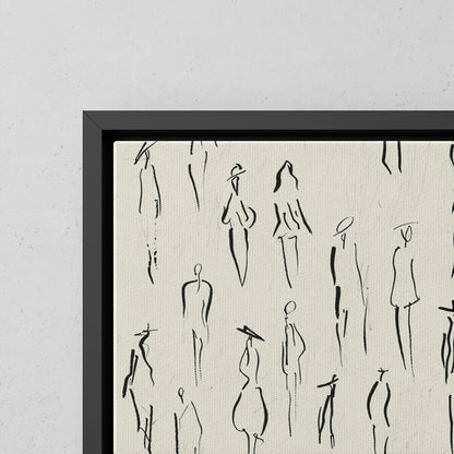 Framed Canvas - Crowd in Motion Linework