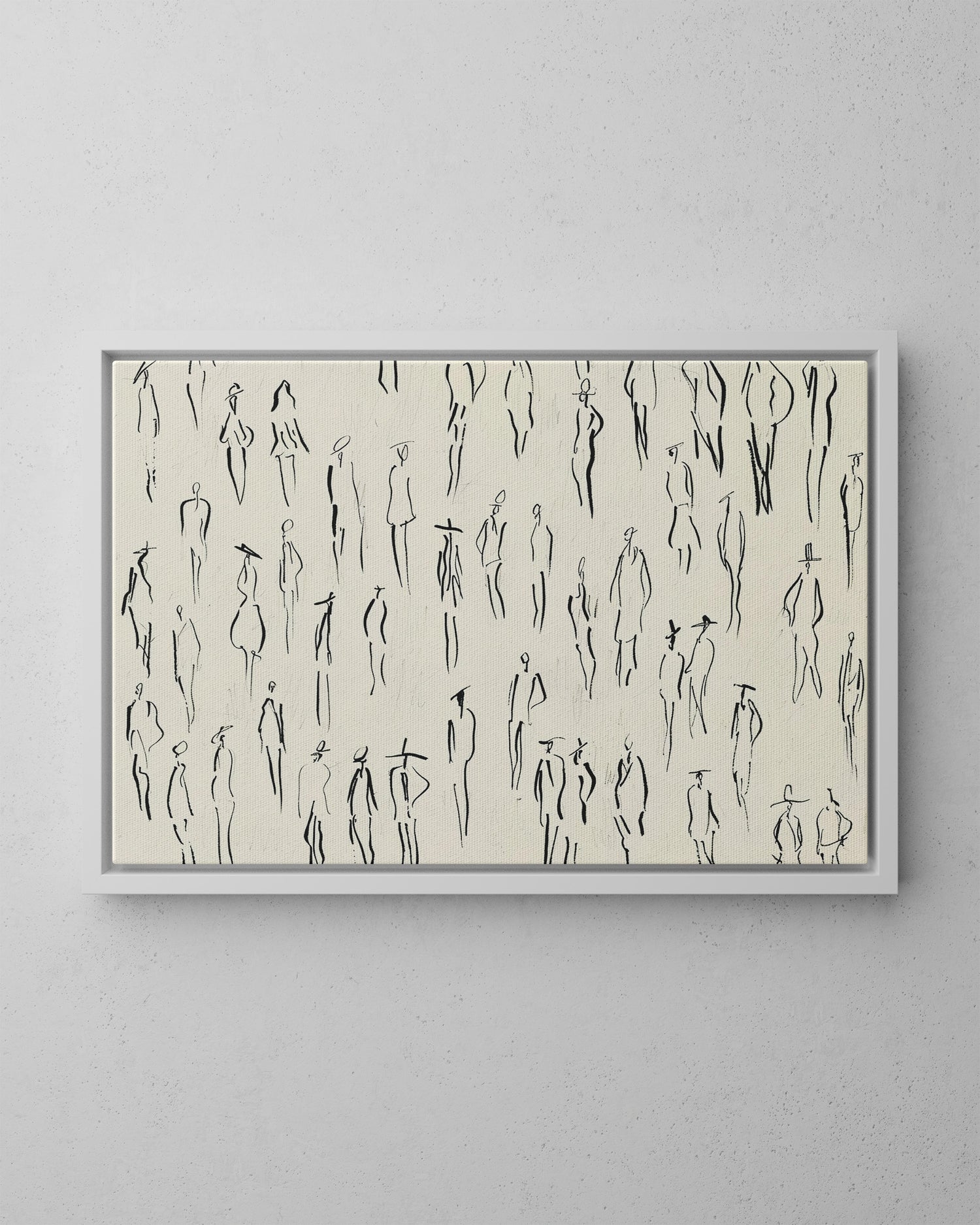 Framed Canvas - Crowd in Motion Linework