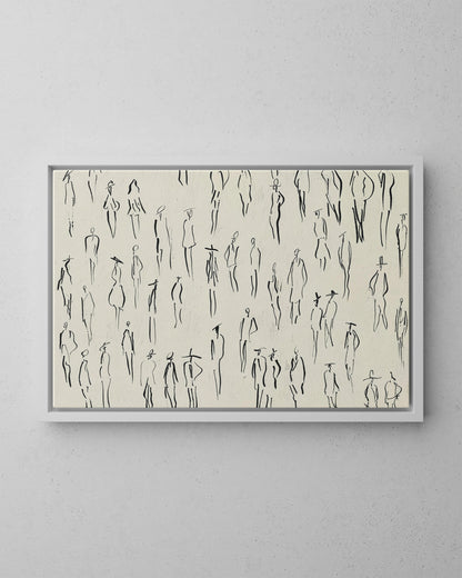 Framed Canvas - Crowd in Motion Linework