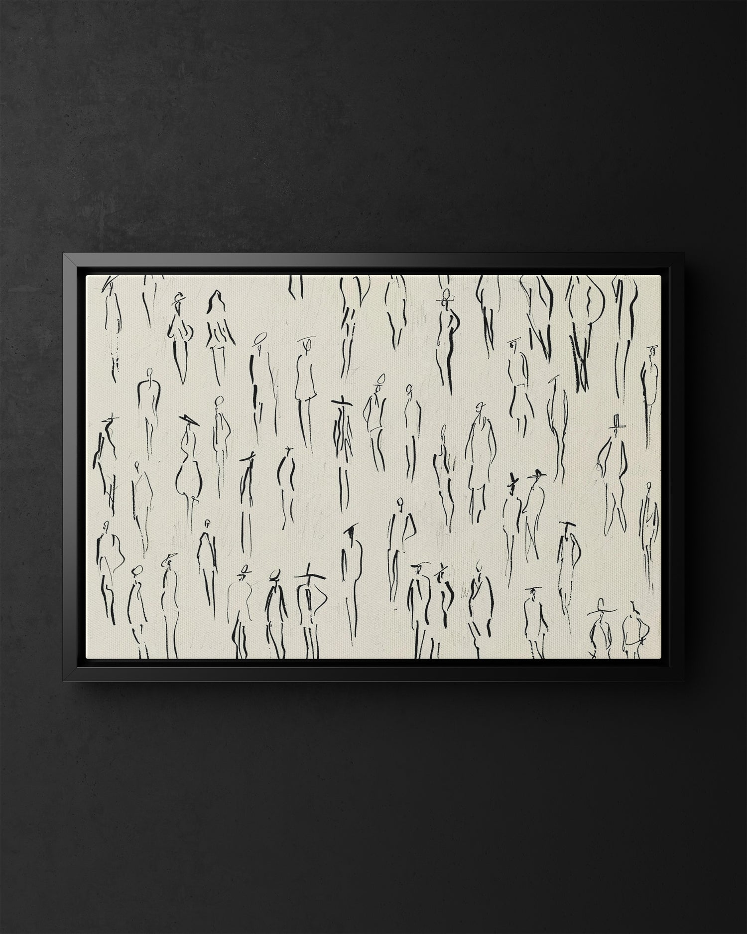 Framed Canvas - Crowd in Motion Linework
