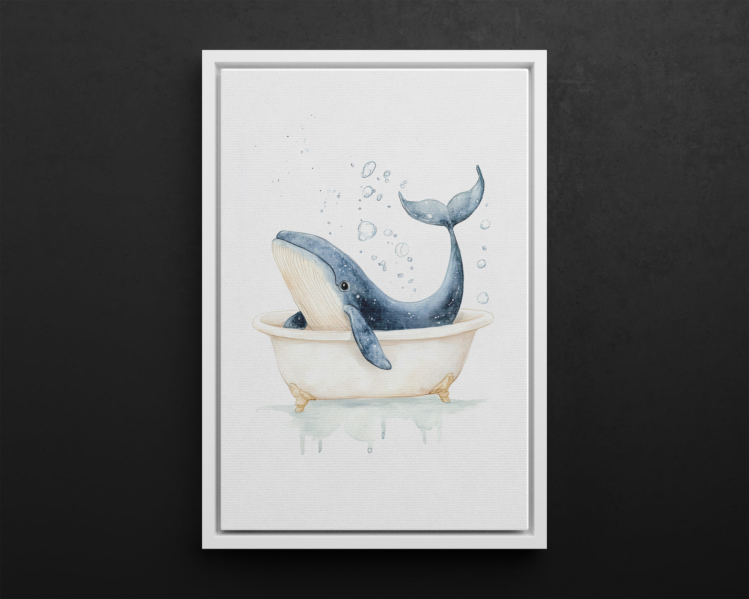 Framed Canvas - Whale Tub Bubble Splash