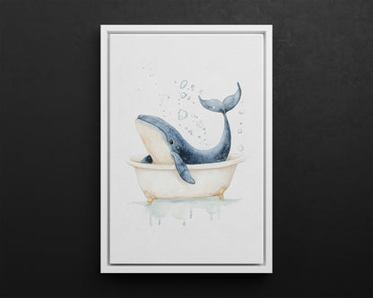 Framed Canvas - Whale Tub Bubble Splash