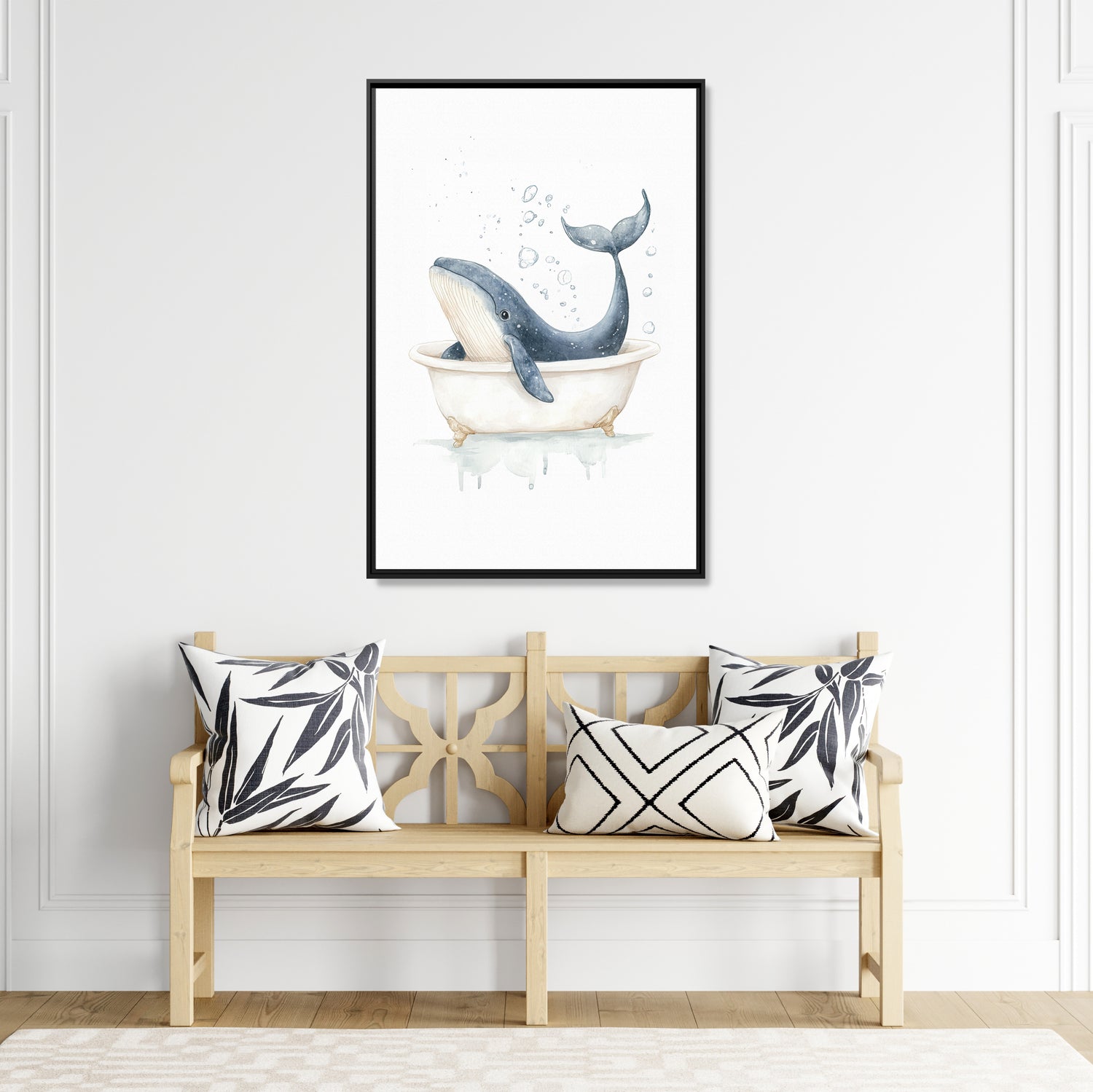 Framed Canvas - Whale Tub Bubble Splash